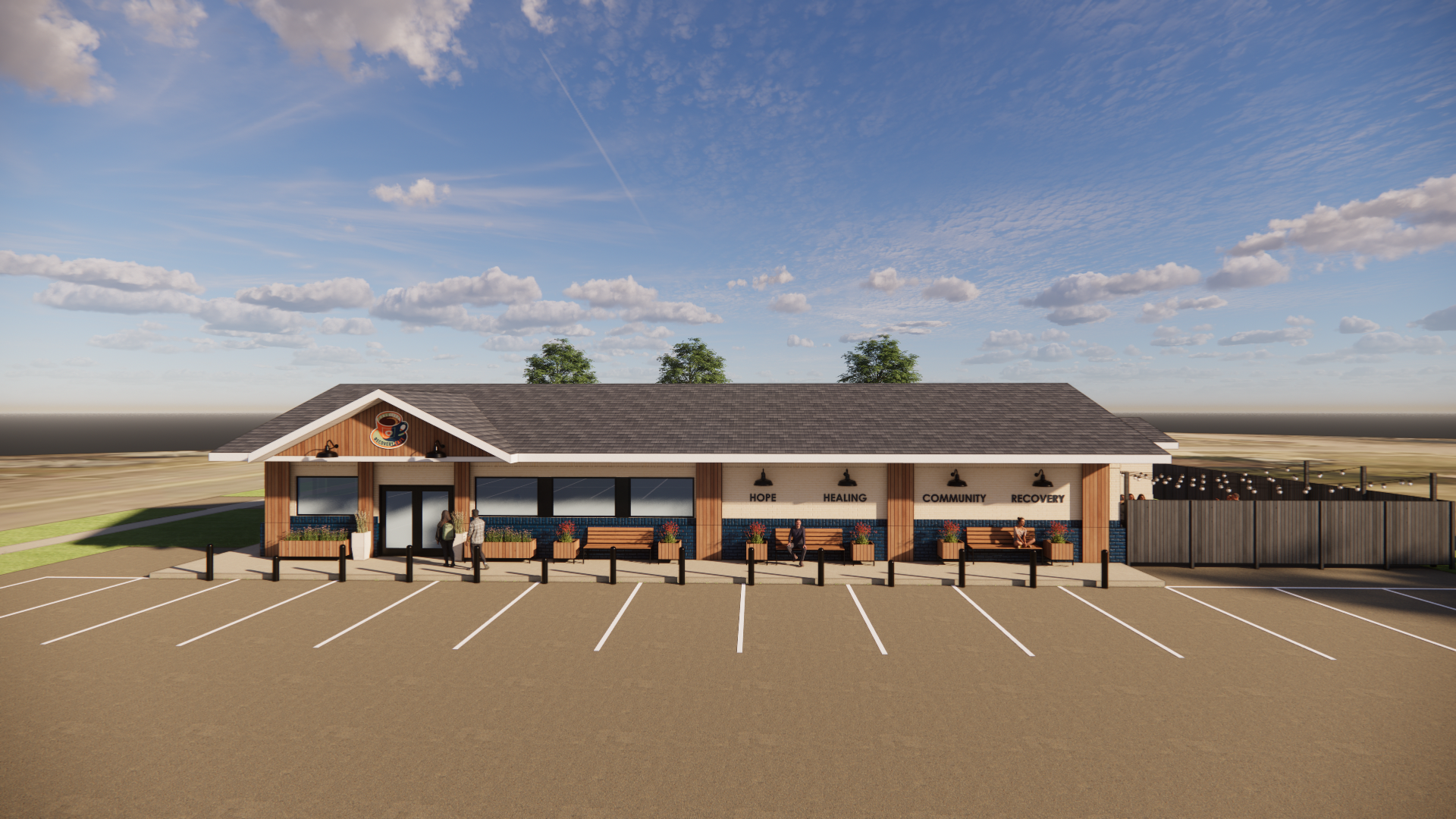 North elevation exterior rendering of One City Recovery Cafe